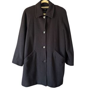 Kristen Blake Black Warm Wool Peacoat Pockets Stylish Vintage Look Above Knee L